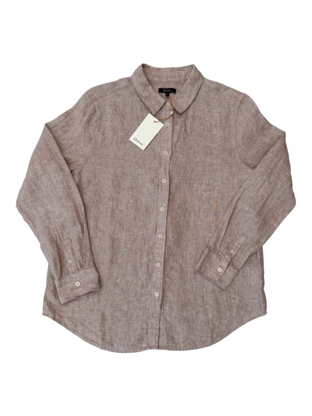 Quince 100% European Linen Long Sleeve Shirt Women's L Vintage Pink Chambray NWT